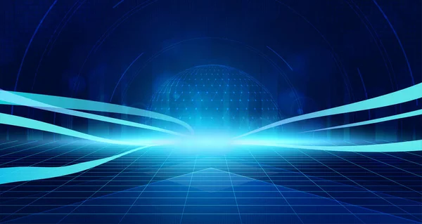 Velocidad Tecnología Digital Conectar Fondo Verde Azul Nano Información Cibernética — Vector de stock