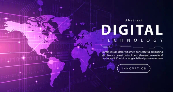 Abstrait Digital Technology Futuristic Circuit Blue Purple Background Cyber Science — Image vectorielle