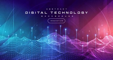 Dijital teknoloji meta-neon mavi arkaplan, siber bilgi, soyut hız bağlantı iletişim yeniliği geleceğin meta teknolojisi, internet ağı bağlantısı, Ai büyük veri, illüstrasyon 3d