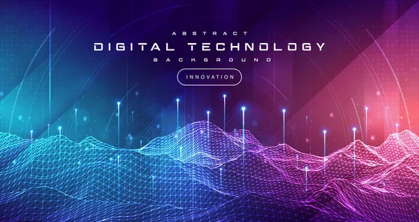 Tecnologia Digital Metaverse Neon Azul Roxo Fundo Informações Cibernéticas Velocidade —  Vetores de Stock