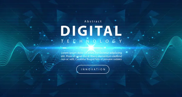 Digitale Technologie Banner Grün Blau Hintergrundkonzept Mit Technologie Lichteffekt Abstrakte — Stockvektor