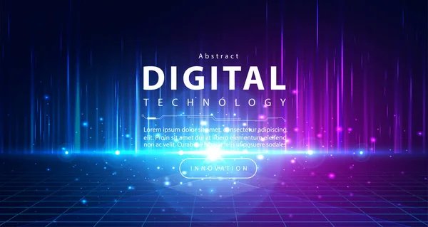 Digital Technology Metaverse Neon Blue Pink Background Cyber Information Abstract - Stok Vektor