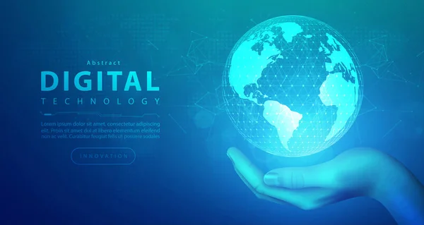 Tecnología Ahorro Digital Abstracta Para Día Tierra Fondo Verde Azul — Vector de stock
