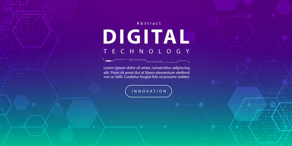 Digital Technology Banner Green Blue Background Concept Technology Light Effect — ストックベクタ