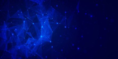 Dijital teknoloji ağ bağlantısı mavi arkaplan, siber nano bilgi, soyut fütüristik iletişim, yenilik bilimi gelecek teknoloji verileri, Ai büyük veri, çizgiler 3d