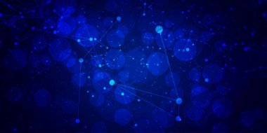 Dijital teknoloji hızı mavi arkaplan, siber nano bilgi, soyut iletişim, yenilik gelecekteki teknoloji verileri, internet ağı bağlantısı, Ai büyük veri, çizgi nokta illüstrasyon vektörü 3d