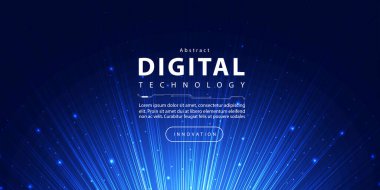 Dijital teknoloji hızı mavi arkaplan, siber nano bilgi, soyut iletişim, yenilik gelecekteki teknoloji verileri, internet ağı bağlantısı, Ai büyük veri, çizgi nokta gösterimi 3d vektörü