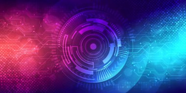 Soyut dijital teknoloji fütüristik devre mavi pembe arka plan, Siber bilim teknolojisi, Yenilik iletişim geleceği, Ai büyük veri, internet ağ bağlantısı, Bulut yüksek teknoloji illüstrasyon vektörü