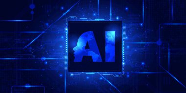 Soyut dijital teknoloji fütüristik, yapay yapay zeka mavi arkaplan, siber bilim teknolojisi tasarımı, icat gelecek Ai büyük verileri, küresel internet ağı bağlantısı, yüksek teknolojili bulut vektörü