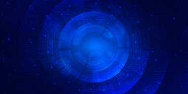 Soyut dijital teknoloji fütüristik devre kartı mavi arkaplan, siber bilim teknolojisi düzeni, yenilik gelecek Ai büyük veri, küresel internet ağı bağlantısı, yüksek teknoloji illüstrasyon vektörü