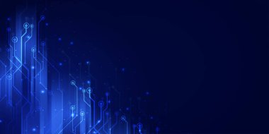 Soyut dijital teknoloji fütüristik büyük veri mavi arkaplan, siber nano bilgi iletişimi, yenilik gelecekteki teknoloji verileri, internet ağı bağlantısı, devre kartı nokta çizimi 3d