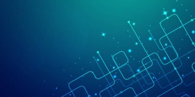 Digital technology banner green blue background concept with technology light effect, abstract tech, innovation future data, internet network, Ai big data, lines dots connection, illustration vector