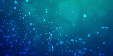 Dijital teknoloji internet ağ ağı hız bağlantısı mavi yeşil arkaplan, siber nano bilgi, soyut iletişim, yenilik gelecek teknoloji verileri, Ai büyük veri çizgileri noktalar, illüstrasyon vektörü 3d