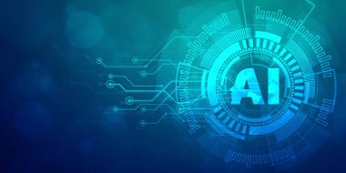 Soyut dijital teknoloji fütüristik, yapay zeka mavi arka plan, siber bilim sağlık teknolojisi, buluşlar, büyük veriler, internet ağ bağlantıları, yüksek teknoloji Cloud vektörü