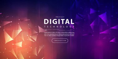 Dijital teknoloji fütüristik büyük veri turuncu mor arkaplan, siber nano bilgi, soyut iletişim, yapay zeka yeniliği gelecek teknoloji verileri, internet ağı hız bağlantı hattı nokta illüstrasyonu