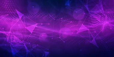 Dijital teknoloji fütüristik Ai büyük veri mor arkaplan, internet ağ bağlantısı, soyut siber bilgi iletişimi, bilimsel yenilik gelecek teknolojisi, çizgi nokta illüstrasyon vektörü 3d