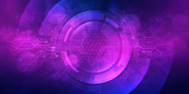 Dijital teknoloji fütüristik Ai büyük veri mor arkaplan, internet ağ bağlantısı, soyut siber bilgi iletişimi, bilimsel yenilik gelecek teknolojisi, çizgi nokta illüstrasyon vektörü 3d