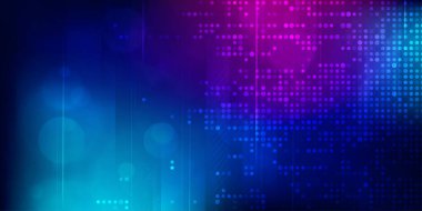 Dijital teknoloji fütüristik internet ağı bağlantısı mavi mor arkaplan, soyut siber bilgi iletişimi, Ai büyük veri bilimi, yenilik gelecek teknolojisi, çizgi nokta illüstrasyon vektörü