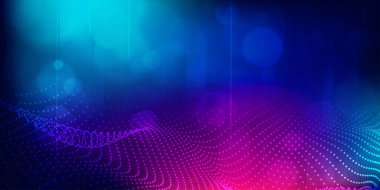 Dijital teknoloji fütüristik internet ağı bağlantısı mavi mor arkaplan, soyut siber bilgi iletişimi, Ai büyük veri bilimi, yenilik gelecek teknolojisi, çizgi nokta illüstrasyon vektörü 3d