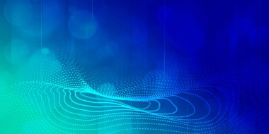 Dijital teknoloji hızı mavi yeşil arkaplan, siber nano bilgi, soyut iletişim, yenilik gelecekteki teknoloji verileri, internet ağ bağlantısı, Ai büyük veri, çizgi nokta illüstrasyonu