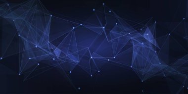 Dijital teknoloji fütüristik internet ağı bağlantısı koyu siyah arkaplan, mavi soyut siber bilgi iletişimi, Ai büyük veri bilimi, yenilik gelecek teknolojisi, çizgi illüstrasyon vektörü 3d