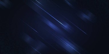 Dijital teknoloji fütüristik internet ağı bağlantısı koyu siyah arkaplan, mavi soyut siber bilgi iletişimi, Ai büyük veri bilimi, yenilik gelecek teknolojisi, çizgi illüstrasyon vektörü 3d