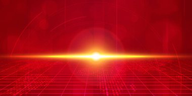 Dijital teknoloji fütüristik internet ağ bağlantısı kırmızı arkaplan, soyut bulut siber bilgi iletişimi, Ai büyük veri bilimi, yenilik gelecek teknolojisi, çizgi nokta illüstrasyon vektörü 3d