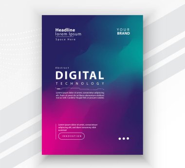 Poster broşürü kapağı sunum şablonu, Teknoloji dijital fütüristik internet ağ bağlantısı renkli arka plan, soyut siber gelecek teknoloji iletişimi, Ai büyük veri bilimi
