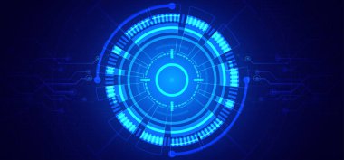 Soyut dijital teknoloji fütüristik devre kartı mavi arkaplan, siber bilim teknolojisi düzeni, yenilik gelecek Ai büyük veri, küresel internet ağı bağlantısı, yüksek teknoloji illüstrasyon vektörü