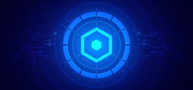 Soyut dijital teknoloji fütüristik devre kartı mavi arkaplan, siber bilim teknolojisi düzeni, yenilik gelecek Ai büyük veri, küresel internet ağı bağlantısı, yüksek teknoloji illüstrasyon vektörü