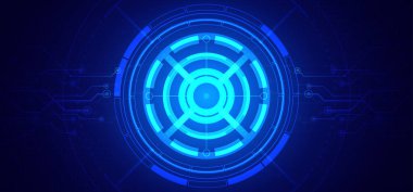 Soyut dijital teknoloji fütüristik devre kartı mavi arkaplan, siber bilim teknolojisi düzeni, yenilik gelecek Ai büyük veri, küresel internet ağı bağlantısı, yüksek teknoloji illüstrasyon vektörü