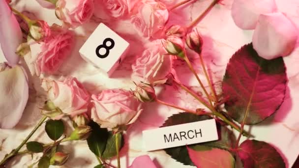 Pink Flat Untuk Hari Wanita Internasional Pada Tanggal Maret Dengan — Stok Video