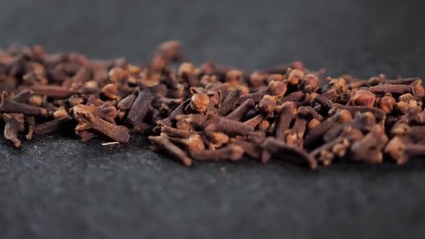 Spices Dried Cloves Black Background Close Cooking Kidneys Contain Amount — Stock Video