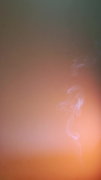 リアルタイムでオレンジ色の背景にアロマスティックスティックからの煙 バーティカル — ストック動画