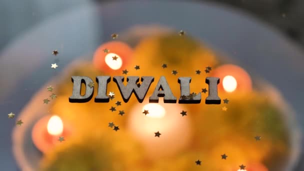 Célébration Fête Religieuse Indienne Diwali Fleurs Jaunes Avec Des Bougies — Video