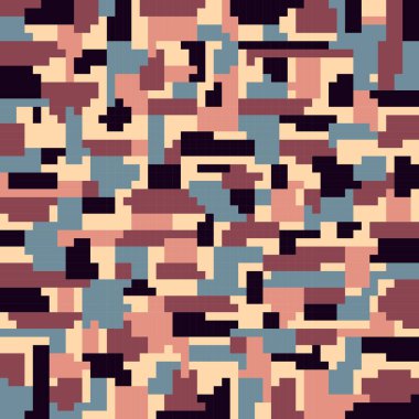 Piksel kamuflaj deseni, vektör arkaplan. Eski moda stil dokusu.