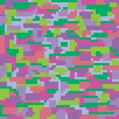 Piksel parlak kamuflajsız desen. Vektör çizimi. Renkli piksel arkaplanı.