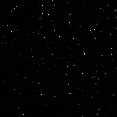 Enerji, gizem ve kutlamaları tasvir eden sayısız altın parçacığının canlı görüntüsü karanlık, siyah bir zemin üzerine saçıldı..