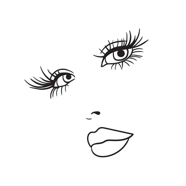 Weibliches Gesicht Handgezeichnete Linie Kunst Isolierte Vektorillustration — Stockvektor