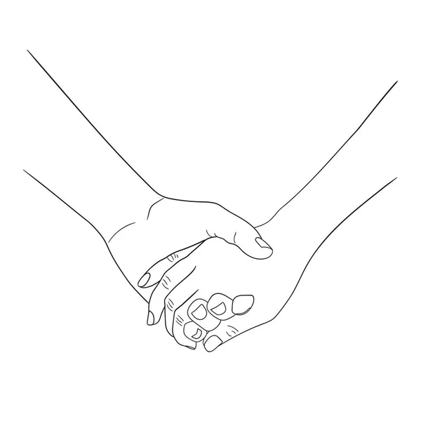 Ζευγάρι Κρατώντας Χέρια Γραμμή Τέχνης Διανυσματική Απεικόνιση — Διανυσματικό Αρχείο