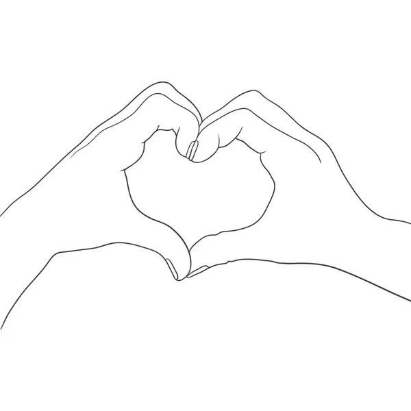 Hands Making Heart Shape Line Art Vector Illustration — Stock Vector