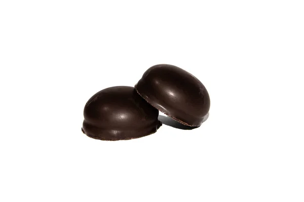 Met Chocolade Bedekte Marshmallows Geïsoleerd Witte Achtergrond — Stockfoto