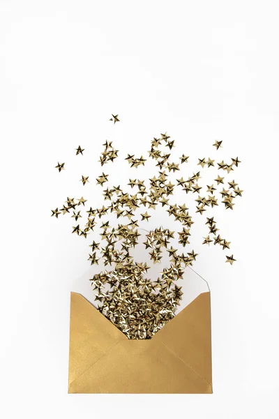 Gold Stars Spilled Shiny Envelope — Stock Photo, Image