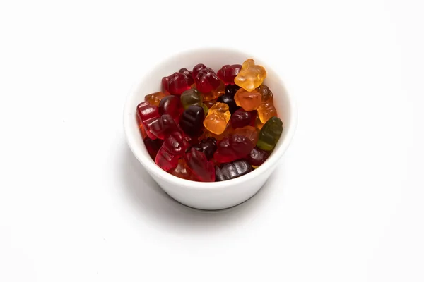 Colorful Gummy Candies White Cup White Background — Stock Photo, Image
