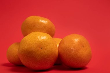 Kırmızı zemin üzerinde mandalina portakalları