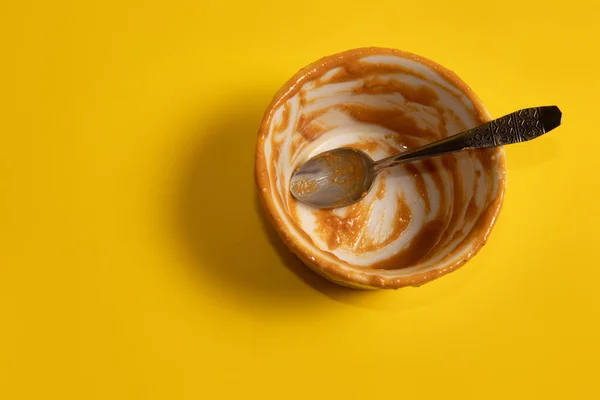 Empty Cup Peanut Butter Spoon — Stock Photo, Image