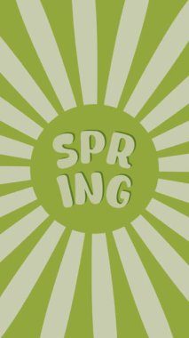 Yeşil güneş patlaması bahar retro animasyonu