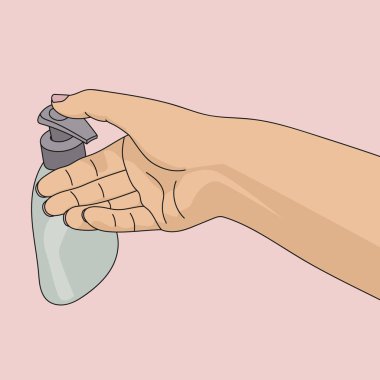 Sabun dağıtıcı vektör illüstrasyonuna el