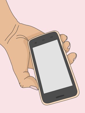 akıllı telefon vektör çizim tutan el