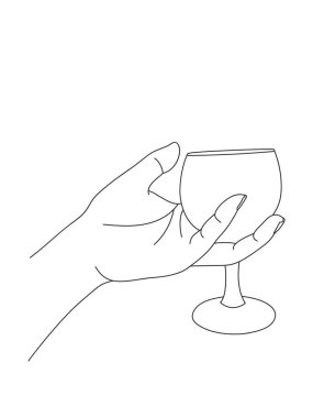 El çizgisi resim çiziminde şarap kadehi